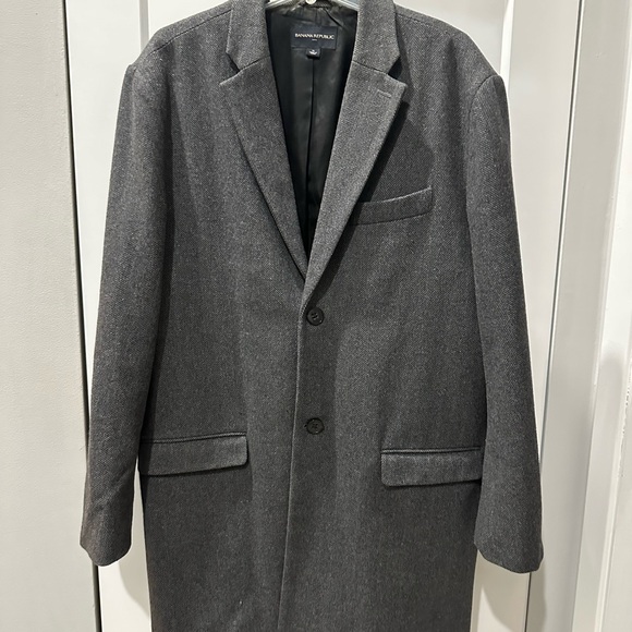 Banana Republic Gray Herringbone Wool Coat